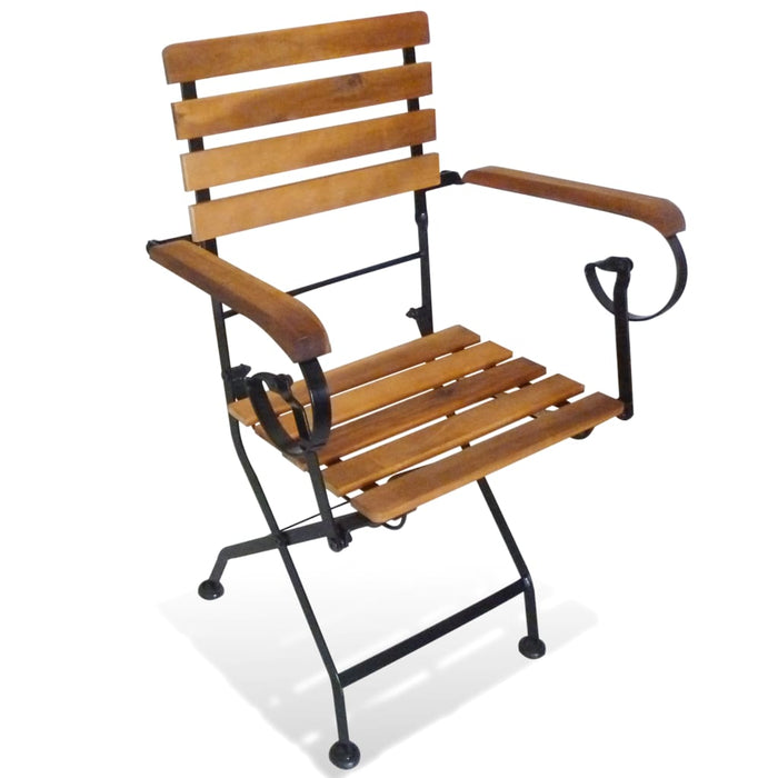 Folding garden chairs 2 pcs. Steel and solid acacia wood