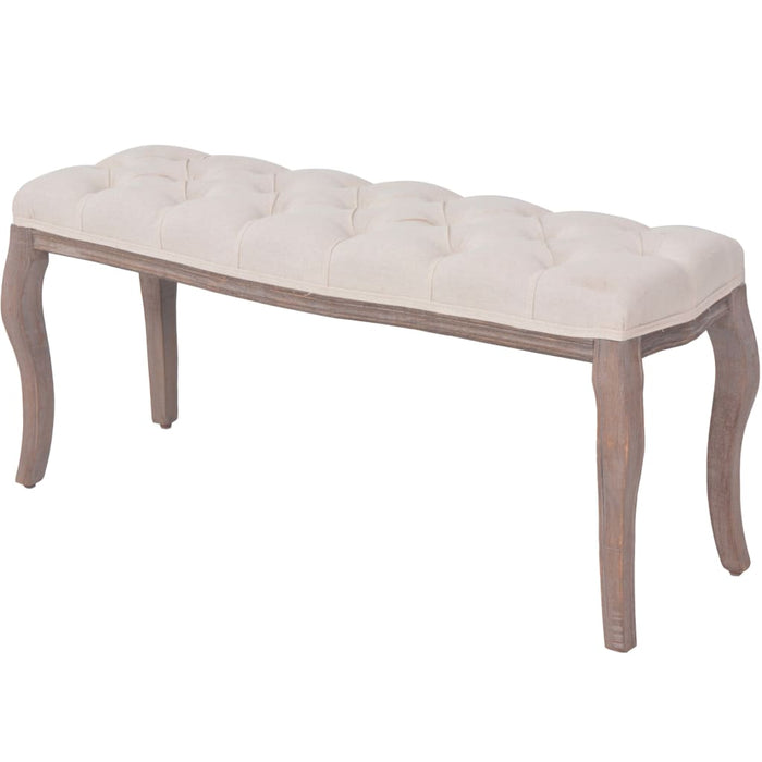 Bench linen solid wood 110 x 38 x 48 cm cream white