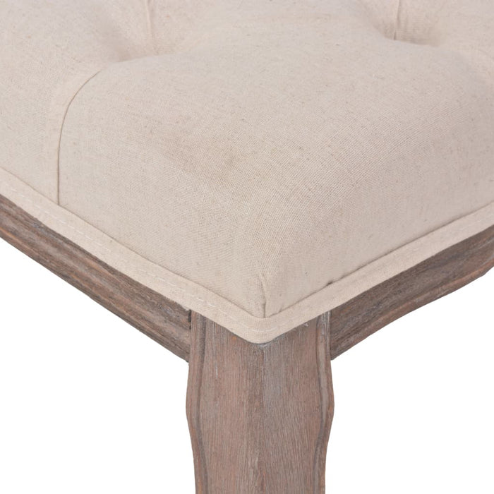 Bench linen solid wood 110 x 38 x 48 cm cream white