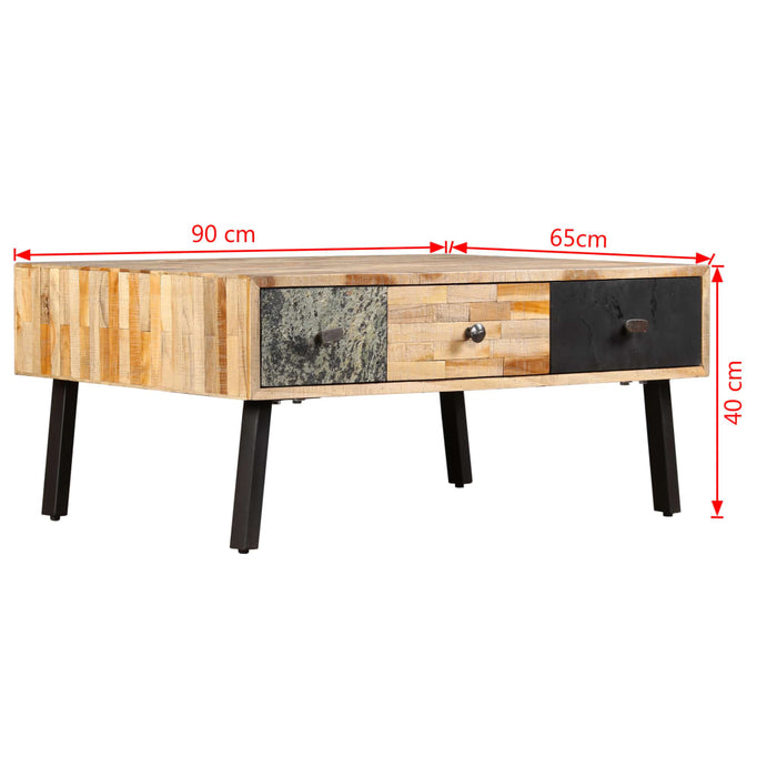 Coffee table Recycled solid teak wood 90 x 65 x 40 cm
