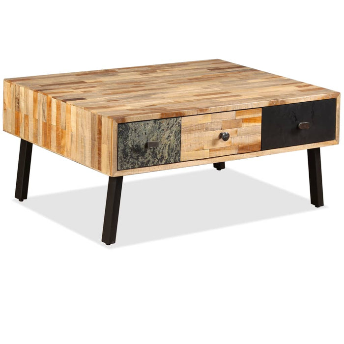 Coffee table Recycled solid teak wood 90 x 65 x 40 cm
