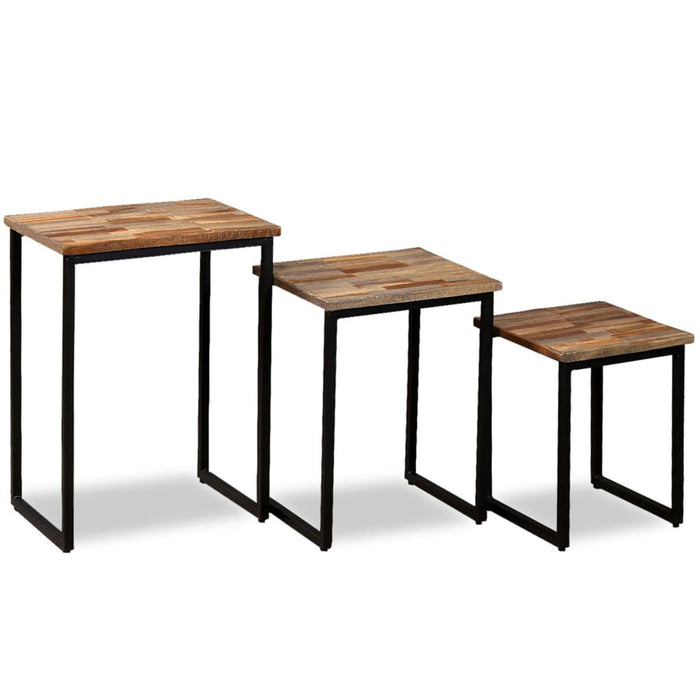 Nesting table coffee table set 3 pieces. Recycled solid teak wood