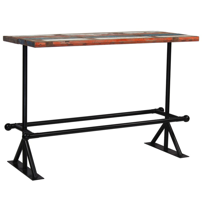 Bar table solid reclaimed wood multicolored 150x70x107 cm
