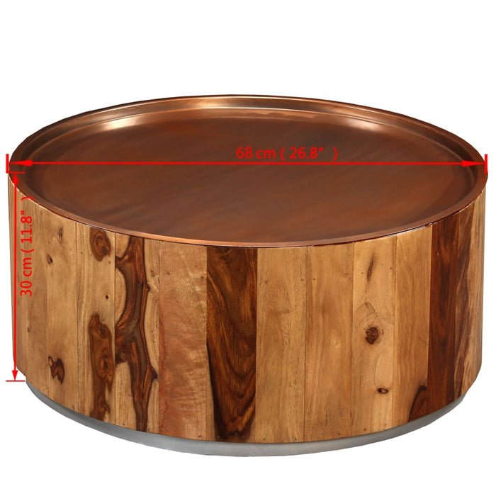 Couchtisch Massivholz und Stahl 68 cm