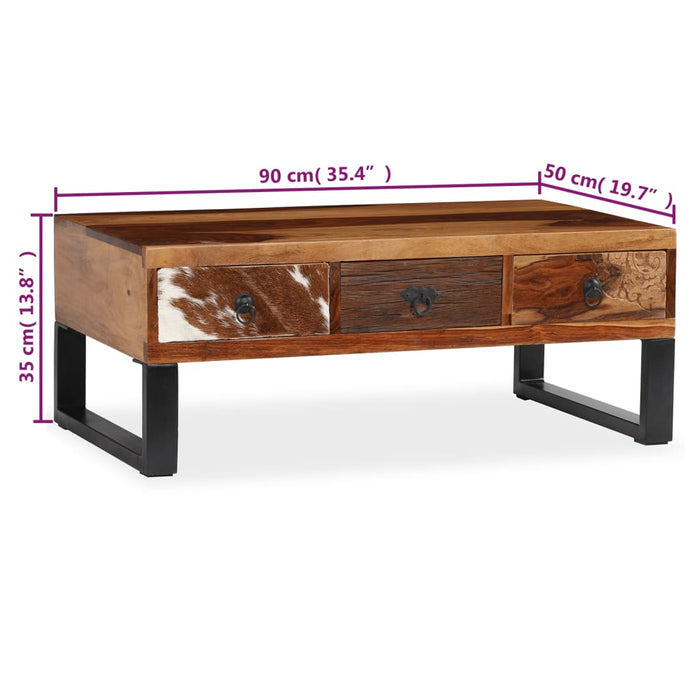 Couchtisch Massivholz 90 x 50 x 35 cm