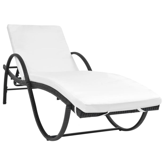 Sun loungers 2 pieces with table poly rattan black