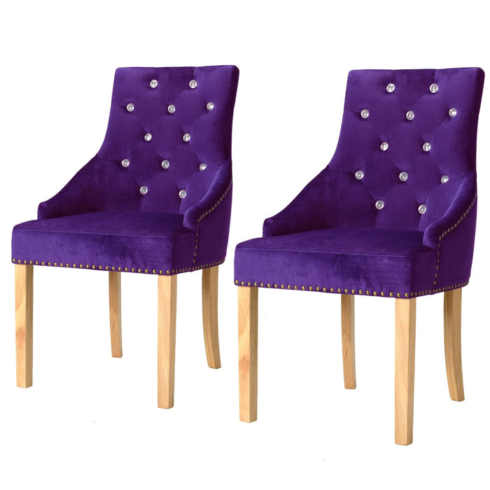 Dining room chairs 2 pcs. Purple oak solid wood and velvet
