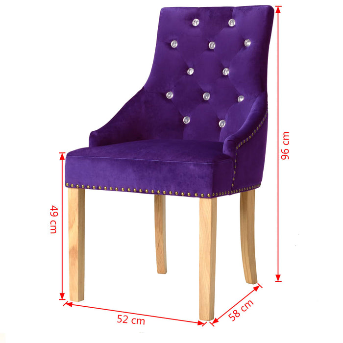 Dining room chairs 2 pcs. Purple oak solid wood and velvet