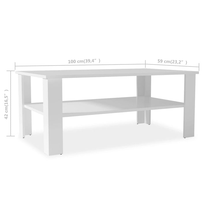 Coffee table made of wood 100x59x42 cm white