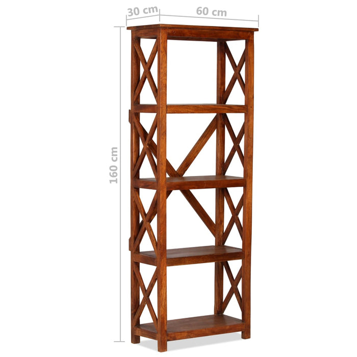 Solid wood bookcase with honey finish 60x30x160 cm