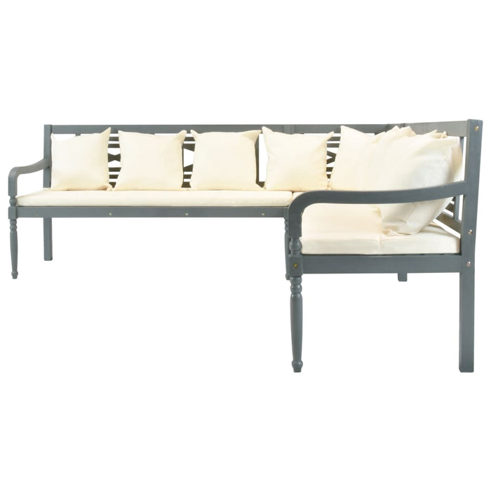 4-tlg. Garten-Lounge-Set Massivholz Akazie Grau und Weiß
