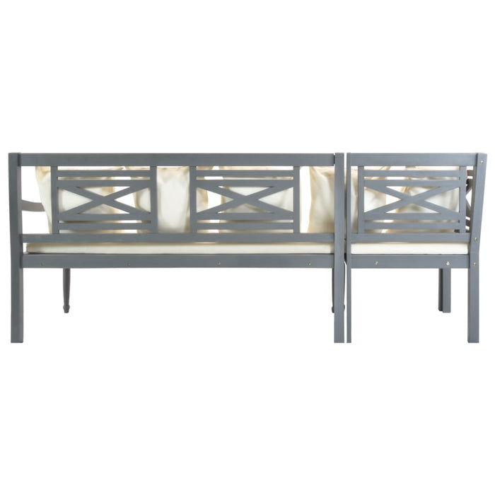 4-tlg. Garten-Lounge-Set Massivholz Akazie Grau und Weiß