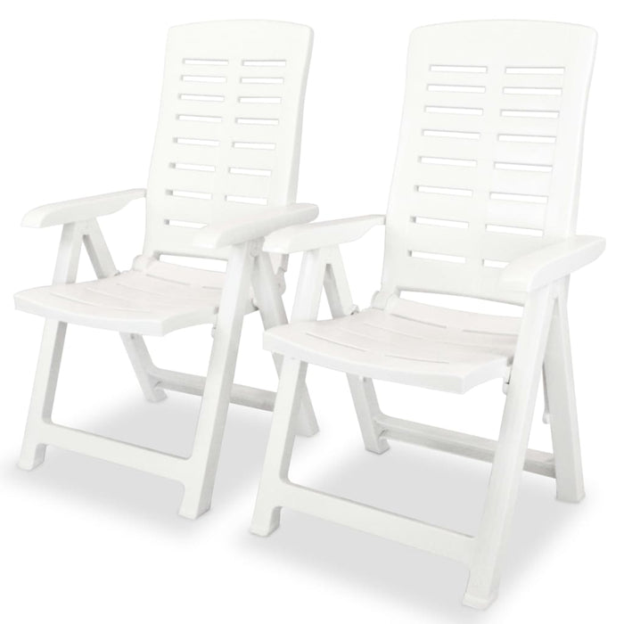Adjustable garden chairs 2 pieces. Plastic white