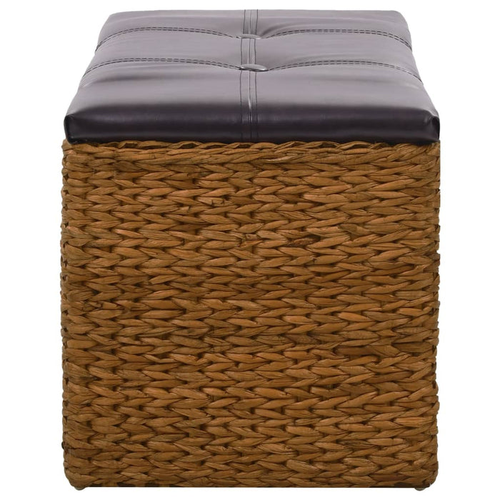 Bench with 2 seagrass baskets 71×40×42 cm brown