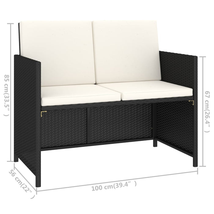 6-tlg. Garten-Essgruppe Poly Rattan Akazie Massivholz Schwarz