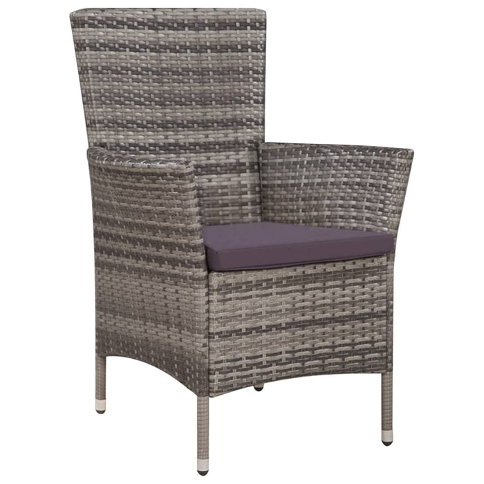 Garden chair and stool with poly rattan gray upholstery