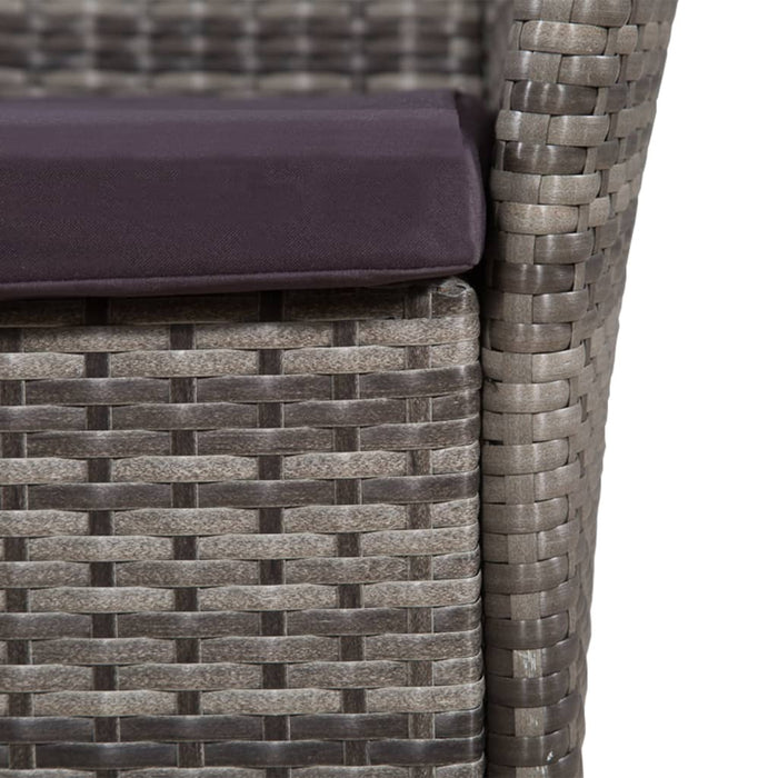 Garden chair and stool with poly rattan gray upholstery