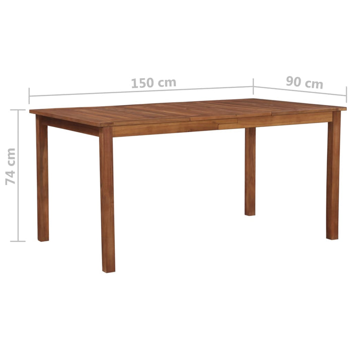 Gartentisch 150x90x74 cm Akazie Massivholz