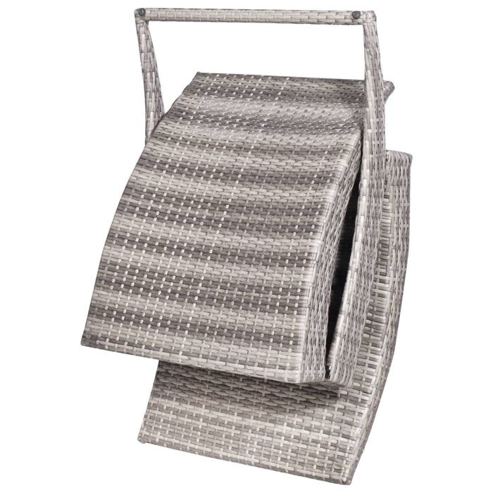 Sun lounger with cushion foldable poly rattan gray