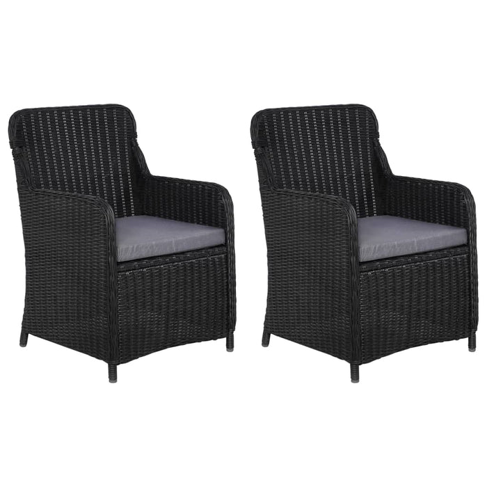 Garden chairs with cushions 2 pieces. Poly rattan black