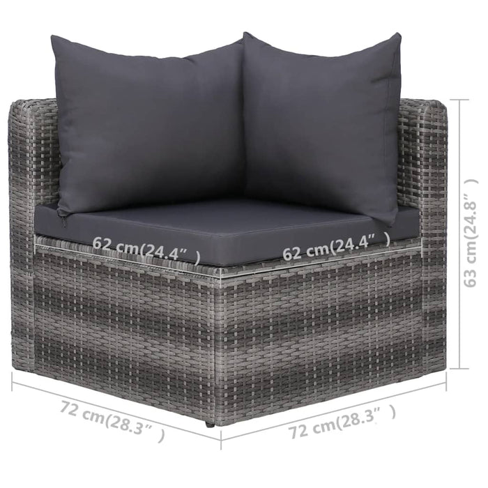 6 pcs. Garden sofa set with cushions and cushions poly rattan grey