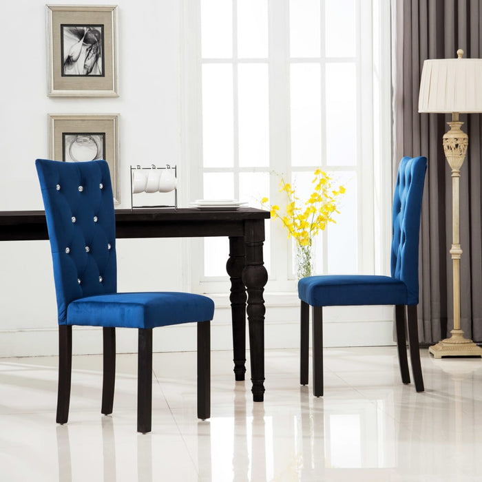 Dining room chairs 2 pcs. Dark blue velvet