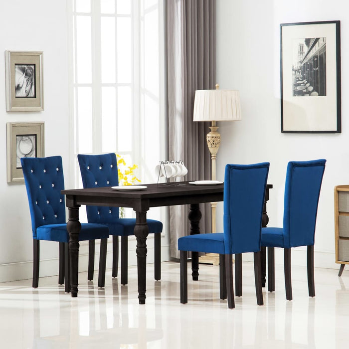 Dining room chairs 4 pcs. Dark blue velvet