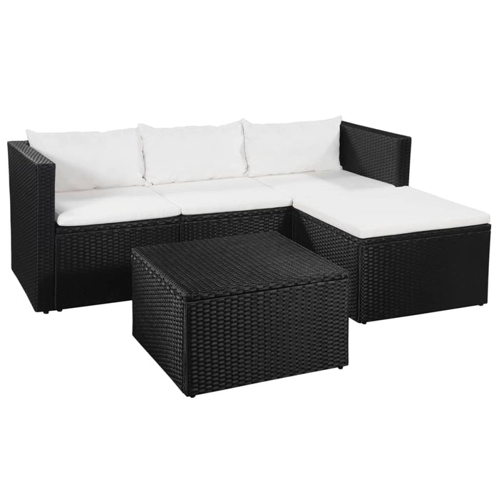 3-tlg. Garten-Lounge-Set Poly Rattan Schwarz und Weiß