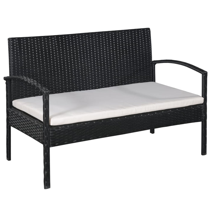 5-tlg. Garten-Lounge-Set mit Auflagen Poly Rattan Schwarz
