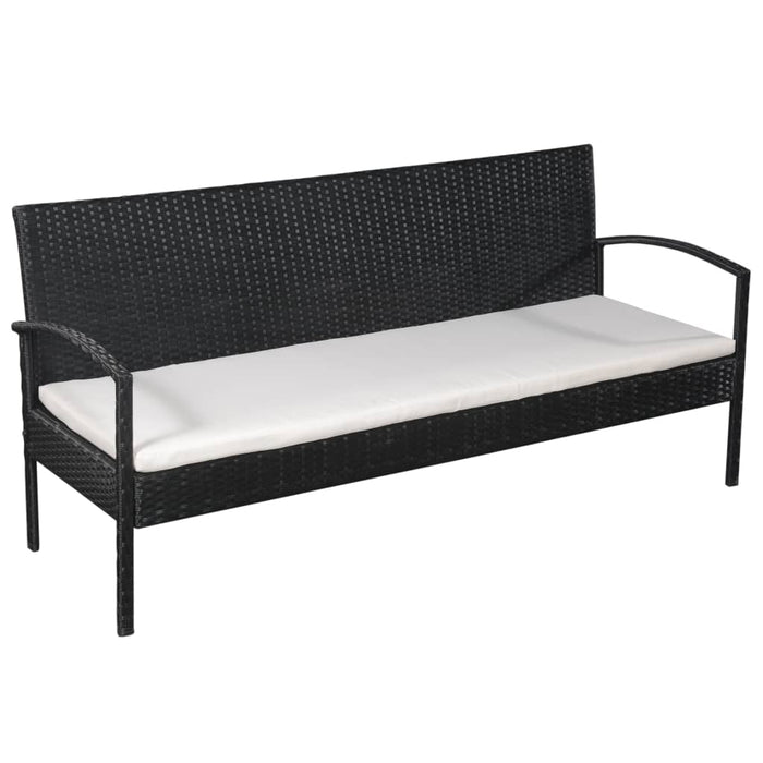 5-tlg. Garten-Lounge-Set mit Auflagen Poly Rattan Schwarz