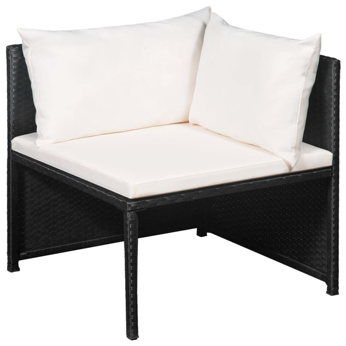 12-tlg. Garten-Lounge-Set mit Auflagen Poly Rattan Schwarz