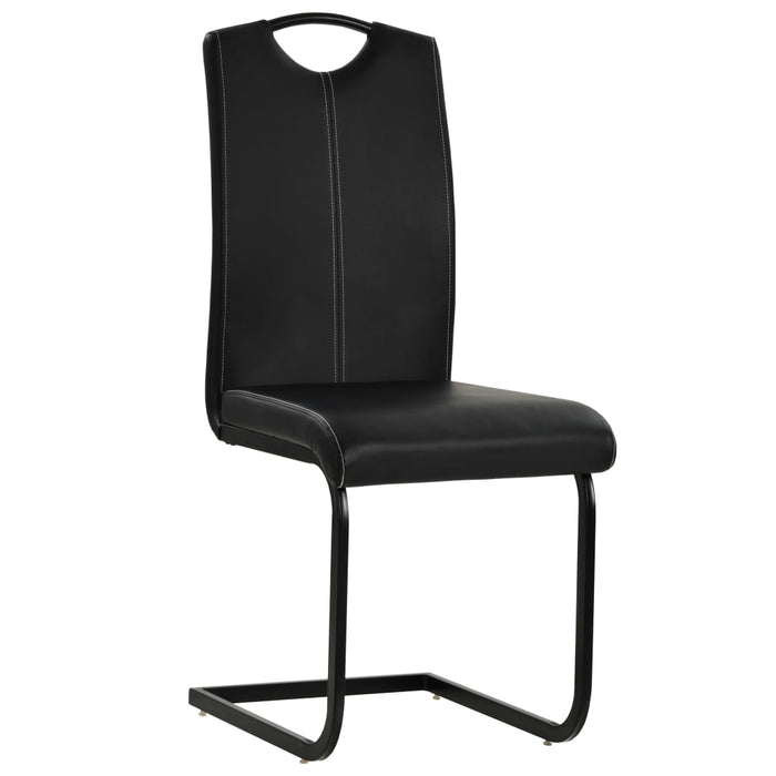 Cantilever chairs 4 pcs. Black faux leather