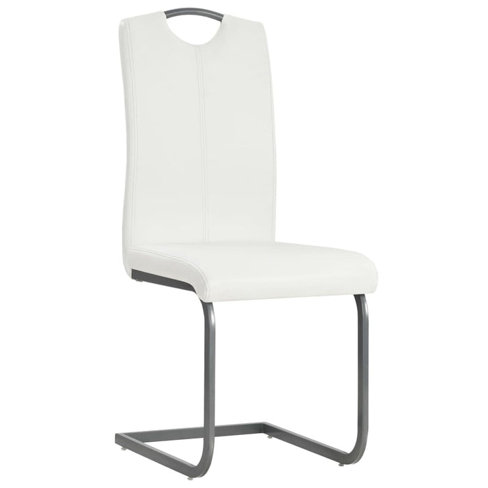 Cantilever chairs 4 pcs. White faux leather