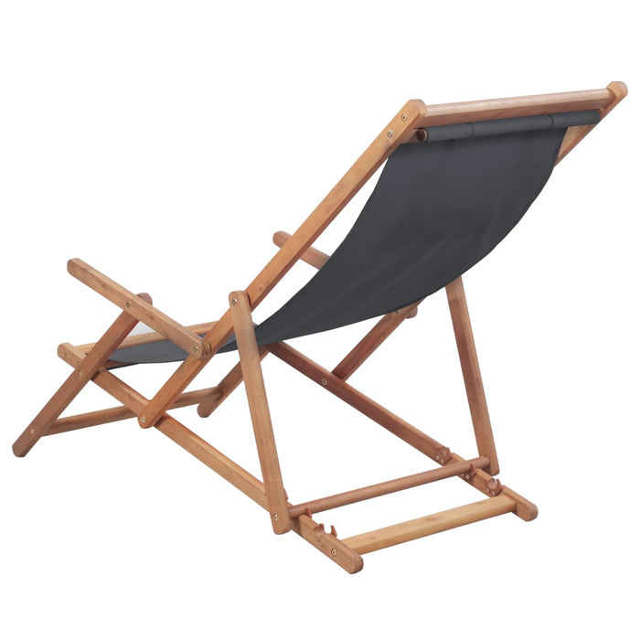 Folding beach chair fabric and wooden frame gray