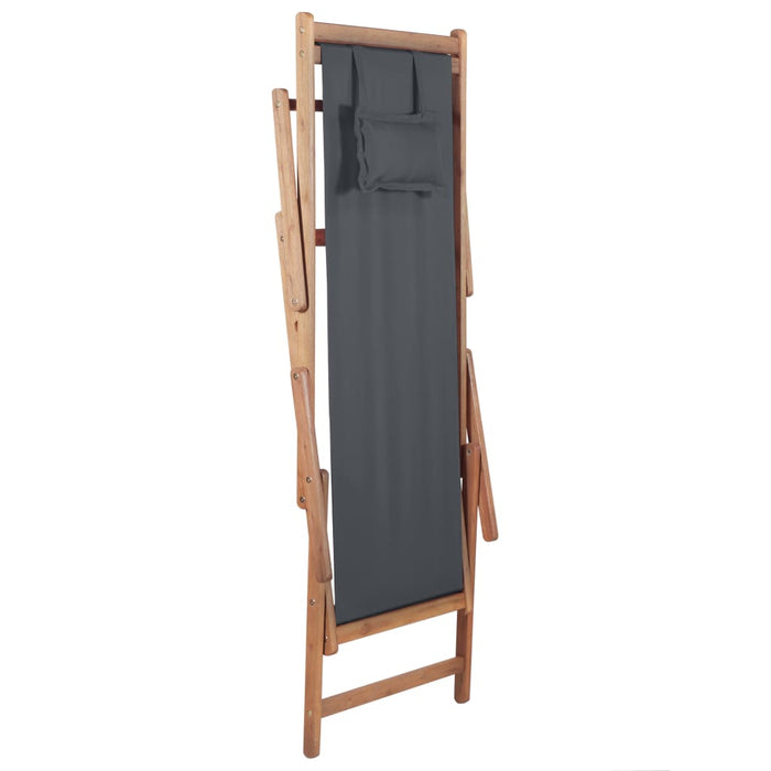 Folding beach chair fabric and wooden frame gray