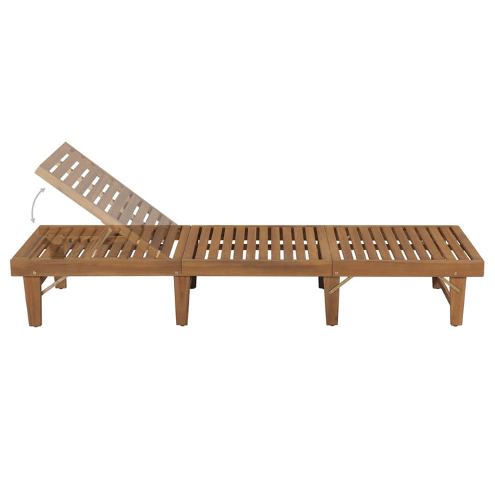 Folding sun lounger made of solid acacia wood