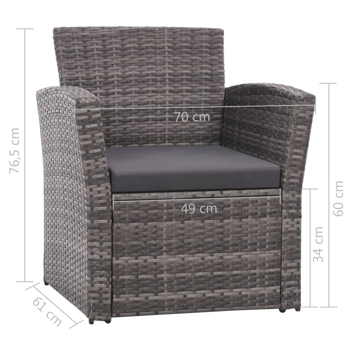 4 pcs. Garden lounge set with cushions poly rattan gray