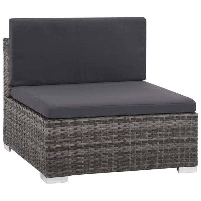8-tlg. Garten-Lounge-Set mit Auflagen Poly Rattan Grau