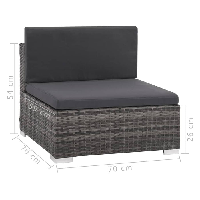 12-tlg. Garten-Lounge-Set mit Auflagen Poly Rattan Grau