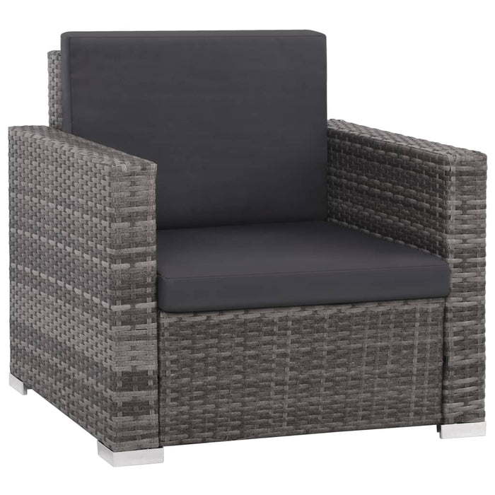 12-tlg. Garten-Lounge-Set mit Auflagen Poly Rattan Grau
