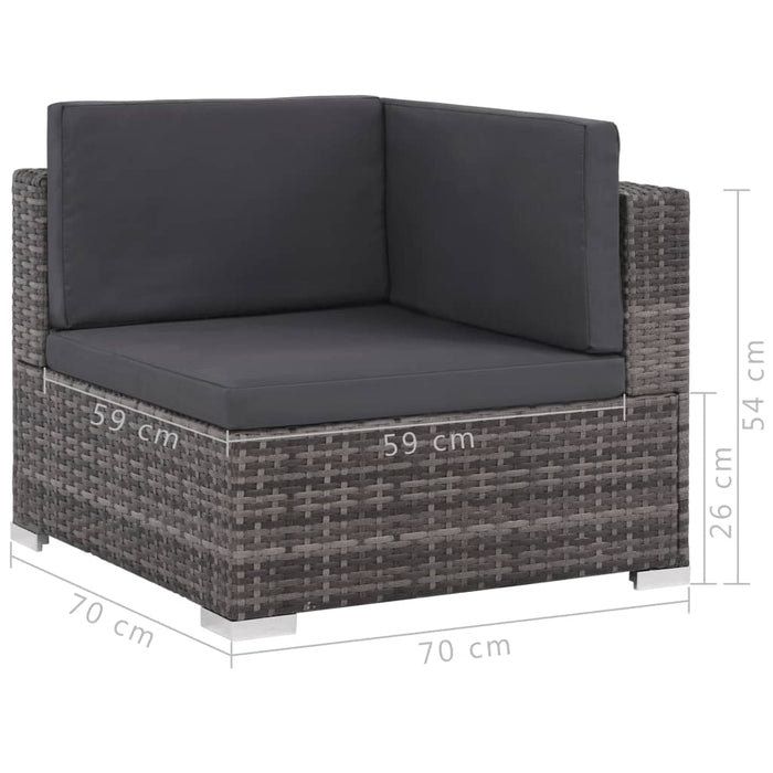 12-tlg. Garten-Lounge-Set mit Auflagen Poly Rattan Grau