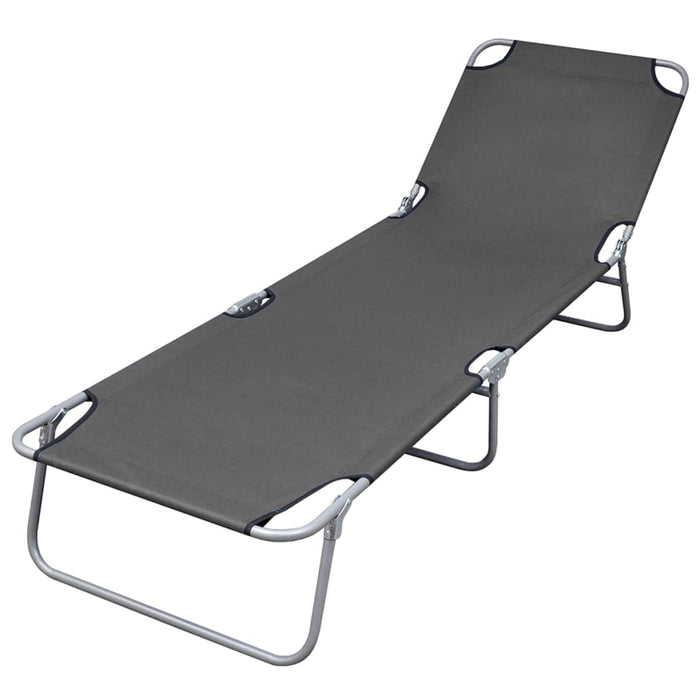 Sun lounger foldable with adjustable backrest gray