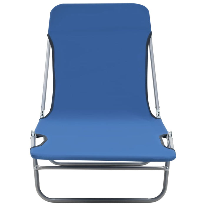 Folding loungers 2 pcs. Steel and fabric blue