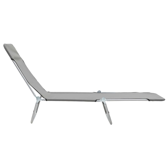 Folding loungers 2 pcs. Steel and gray fabric