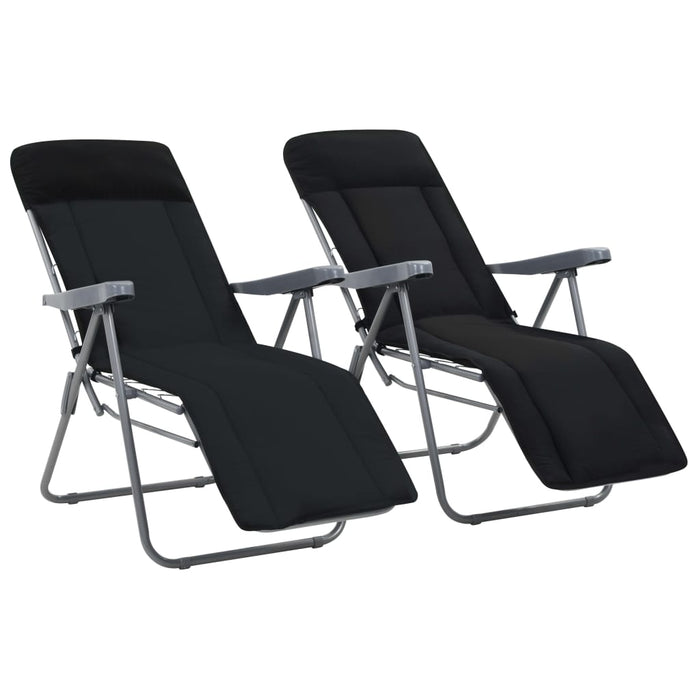 Folding garden chairs with cushions 2 pcs. Black