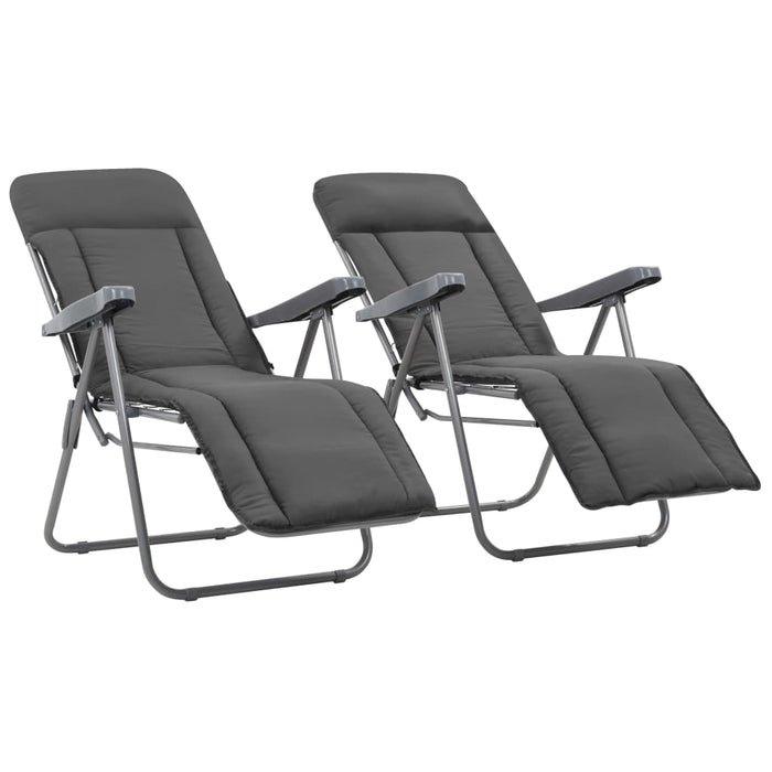 Folding garden chairs with cushions 2 pcs. Gray