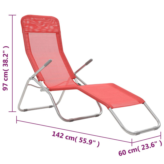 Klappliegen 2 Stk. Textilene Rot