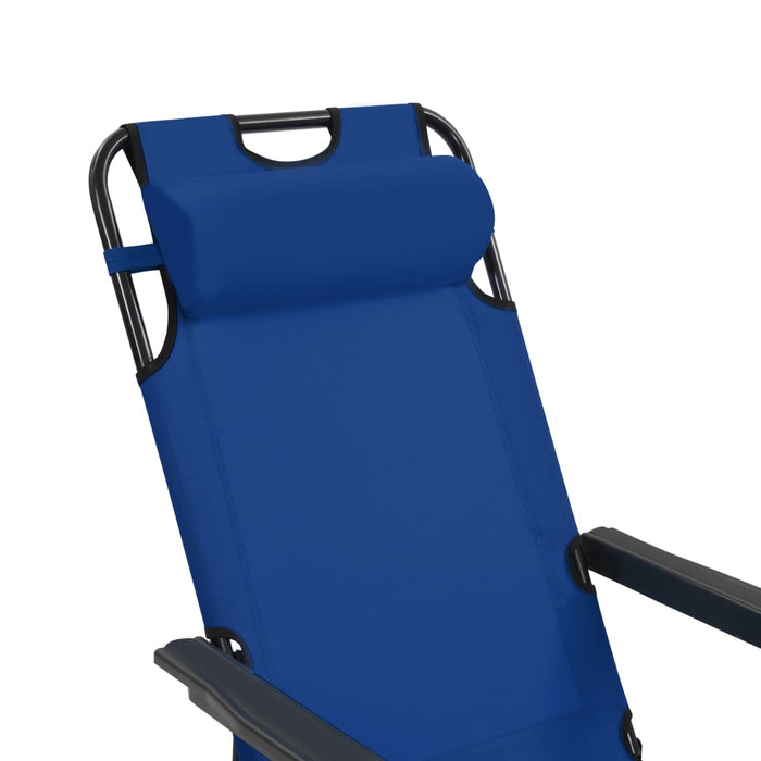 Folding sun loungers 2 pieces with footrest blue
