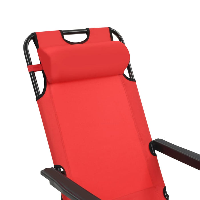 Folding sun loungers 2 pieces with footrest red
