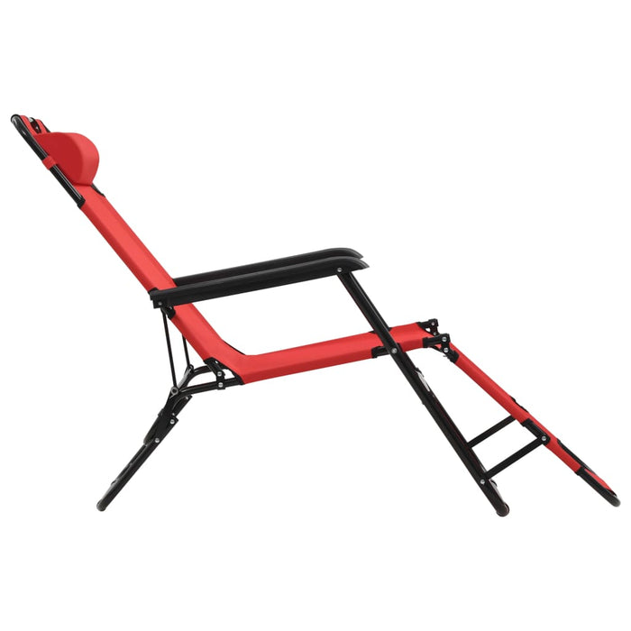 Folding sun loungers 2 pieces with footrest red